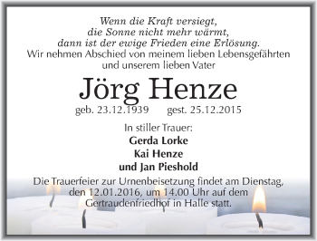 Traueranzeige von Jörg Henze von Mitteldeutsche Zeitung Halle/Saalkreis