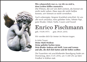 Traueranzeige von Enrico Fischmann von Mitteldeutsche Zeitung Köthen