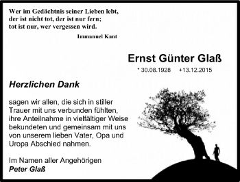 Traueranzeige von Ernst Günter Glaß von Mitteldeutsche Zeitung Bitterfeld
