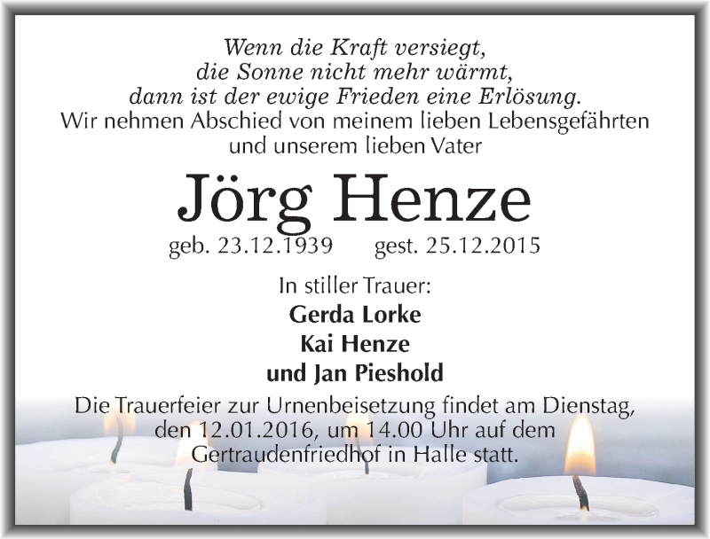  Traueranzeige für Jörg Henze vom 02.01.2016 aus Mitteldeutsche Zeitung Halle/Saalkreis