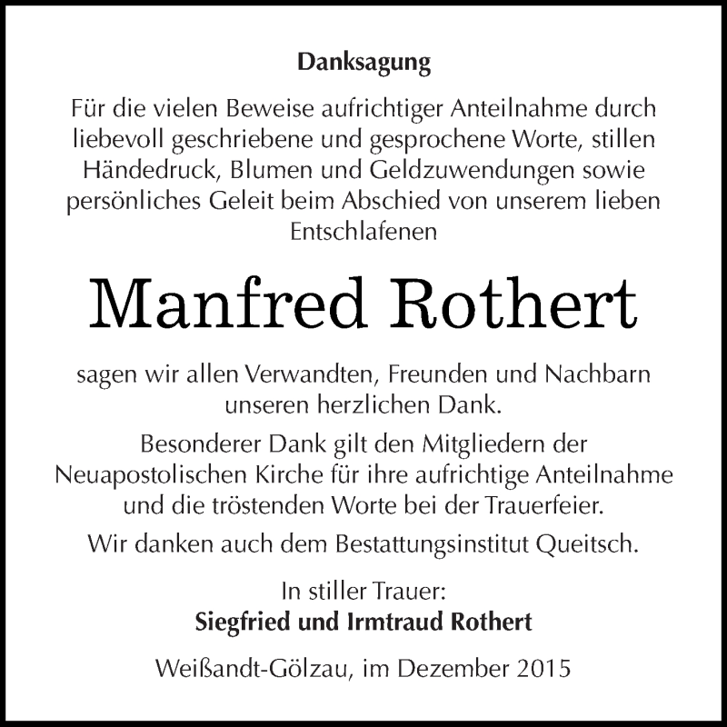  Traueranzeige für Manfred Rothert vom 02.01.2016 aus WVG - Wochenspiegel Dessau / Köthen