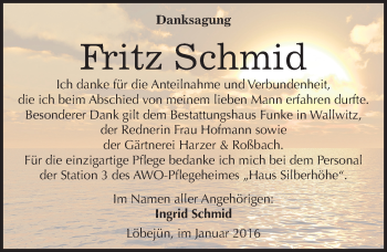 Traueranzeige von Fritz Schmid von Mitteldeutsche Zeitung Halle/Saalkreis