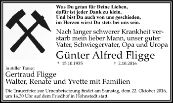 Traueranzeige von Günter Alfred Fligge von Mitteldeutsche Zeitung Halle/Saalkreis