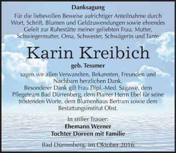 Traueranzeige von Karin Kreibich von Mitteldeutsche Zeitung Merseburg/Querfurt