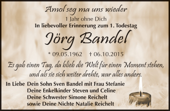 Traueranzeige von Jörg Bandel von Mitteldeutsche Zeitung Zeitz