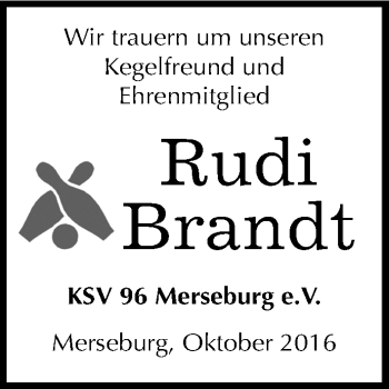 Traueranzeige von Rudi Brandt von Mitteldeutsche Zeitung Merseburg/Querfurt