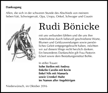 Traueranzeige von Rudi Bönicke von Mitteldeutsche Zeitung Merseburg/Querfurt