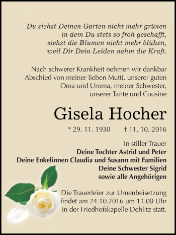 Traueranzeige von Alma Arnoldt von Mitteldeutsche Zeitung Aschersleben