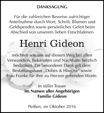 Traueranzeige von Henri Gideon von Mitteldeutsche Zeitung Bernburg