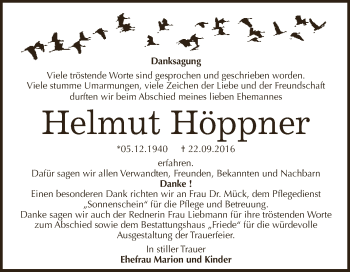 Traueranzeige von Helmut Höppner von WVG - Wochenspiegel Dessau / Köthen