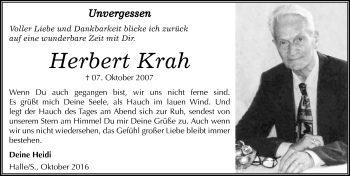 Traueranzeige von Herbert Krah von Mitteldeutsche Zeitung Halle/Saalkreis