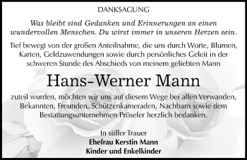 Traueranzeige von Hans-Werner Mann von Mitteldeutsche Zeitung Bernburg