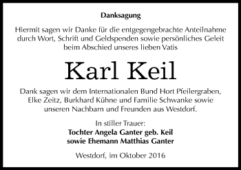 Traueranzeige von Karl Keil von Mitteldeutsche Zeitung Aschersleben
