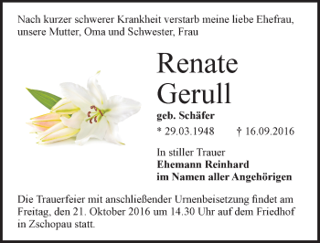 Traueranzeige von Renate Gerull von Mitteldeutsche Zeitung Halle/Saalkreis