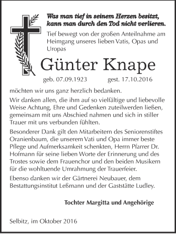 Traueranzeige von Lisa Brudna von Mitteldeutsche Zeitung Köthen