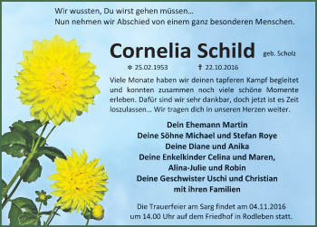 Traueranzeige von Cornelia Schild von Mitteldeutsche Zeitung Dessau-Roßlau
