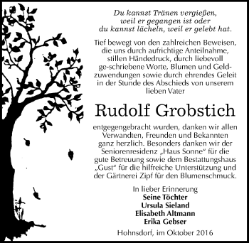 Traueranzeige von Rudolf Grobstich von Mitteldeutsche Zeitung Köthen