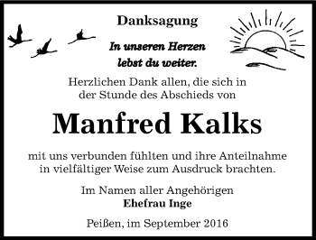 Traueranzeige von Manfred Kalks von Mitteldeutsche Zeitung Bernburg