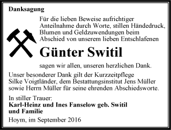 Traueranzeige von Günter Switil von Mitteldeutsche Zeitung
