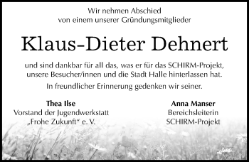Traueranzeige von Klaus-Dieter Dehnert von Mitteldeutsche Zeitung Halle/Saalkreis