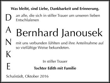 Traueranzeige von Bernhard Janousek von Mitteldeutsche Zeitung Merseburg/Querfurt