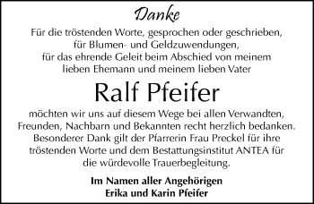 Traueranzeige von Ralf Pfeifer von Mitteldeutsche Zeitung Dessau-Roßlau