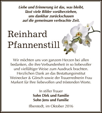 Traueranzeige von Reinhard Pfannenstill von Super Sonntag Bernburg