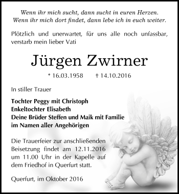 Traueranzeige von Jürgen Zwirner von Mitteldeutsche Zeitung Merseburg/Querfurt