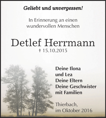 Traueranzeige von Detlef Herrmann von Super Sonntag Zeitz