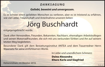 Traueranzeige von Jörg Buschhardt von Mitteldeutsche Zeitung Weißenfels
