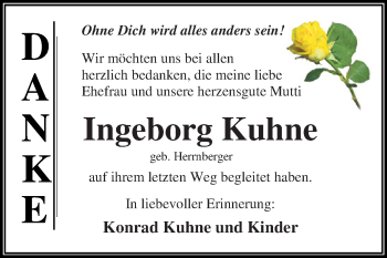 Traueranzeige von Ingeborg Kuhne von WVG - Wochenspiegel Dessau / Köthen