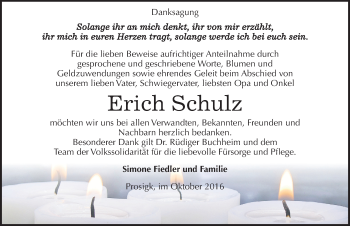 Traueranzeige von Erich Schulz von Mitteldeutsche Zeitung Köthen