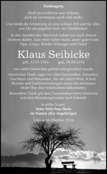 Traueranzeige von Klaus Seibicke von Mitteldeutsche Zeitung Naumburg/Nebra