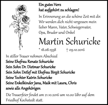 Traueranzeige von Martin Schuricke von Mitteldeutsche Zeitung Dessau-Roßlau