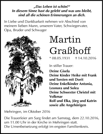 Traueranzeige von Martin Graßhoff von Mitteldeutsche Zeitung Aschersleben
