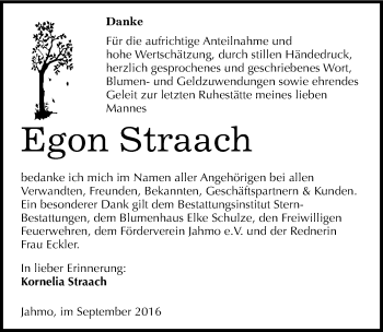 Traueranzeige von Egon Straach von Mitteldeutsche Zeitung Wittenberg