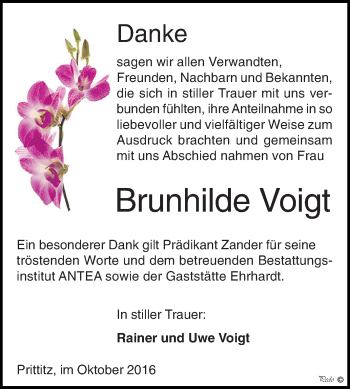 Traueranzeige von Christl Ahrendt von Mitteldeutsche Zeitung Bitterfeld