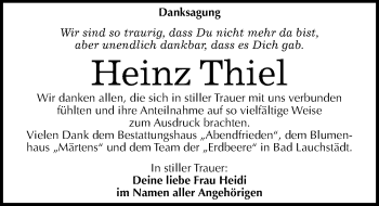 Traueranzeige von Heinz Thiel von Mitteldeutsche Zeitung Merseburg/Querfurt