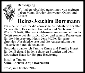 Traueranzeige von Heinz-Joachim Borrmann von Mitteldeutsche Zeitung Aschersleben