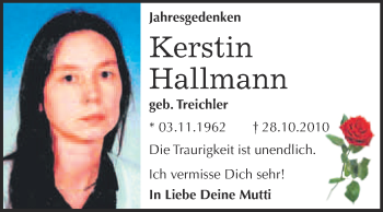 Traueranzeige von Kerstin Hallmann von Super Sonntag Wittenberg