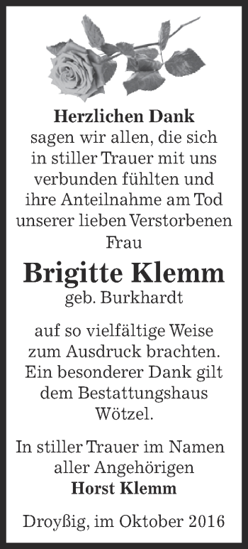 Traueranzeige von Horst Klemm von Super Sonntag Zeitz