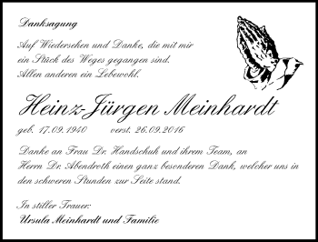 Traueranzeige von Heinz-Jürgen Meinhardt von Mitteldeutsche Zeitung Halle/Saalkreis