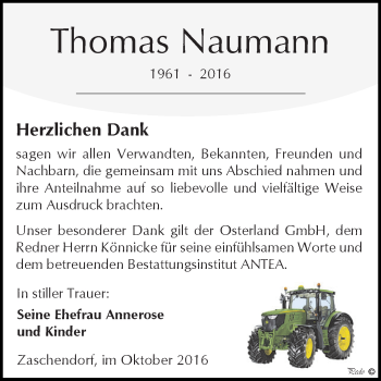Traueranzeige von Thomas Naumann von WVG - Wochenspiegel NMB / WSF / ZTZ