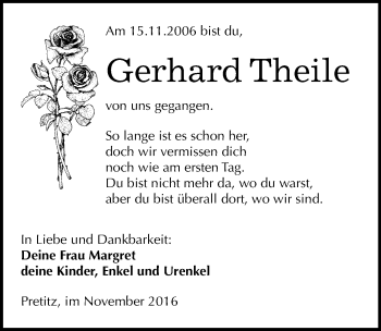 Traueranzeige von Gerhard Theile von Mitteldeutsche Zeitung Merseburg/Querfurt
