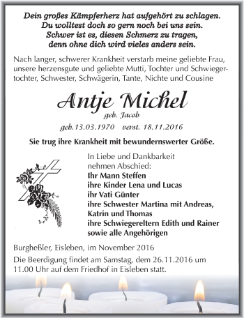 Traueranzeige von Antje Michel von Mitteldeutsche Zeitung