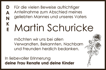 Traueranzeige von Martin Schuricke von WVG - Wochenspiegel Dessau / Köthen