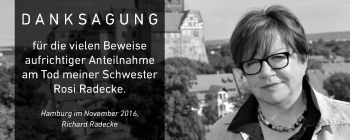 Traueranzeige von Rosi Radecke von Mitteldeutsche Zeitung Quedlinburg