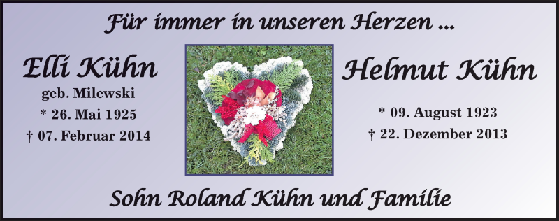  Traueranzeige für Elli und Helmut Kühn vom 19.11.2016 aus Mitteldeutsche Zeitung Zeitz