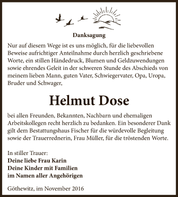 Traueranzeige von Helmut Dose von Super Sonntag Zeitz