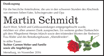 Traueranzeige von Martin Schmidt von Mitteldeutsche Zeitung Merseburg/Querfurt
